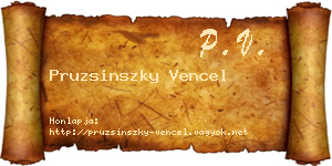 Pruzsinszky Vencel névjegykártya